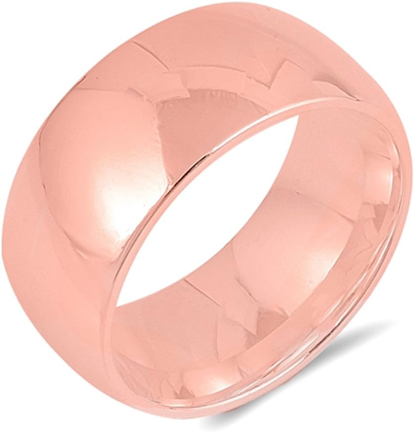 CHOOSE YOUR WIDTH Rose Gold-Tone Sterling Silver Wedding Band Men's Women's Plain Ring