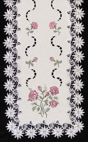 Sinobrite H0608-RS Pink Rose Lacey Edge Square Doily, 12 in.