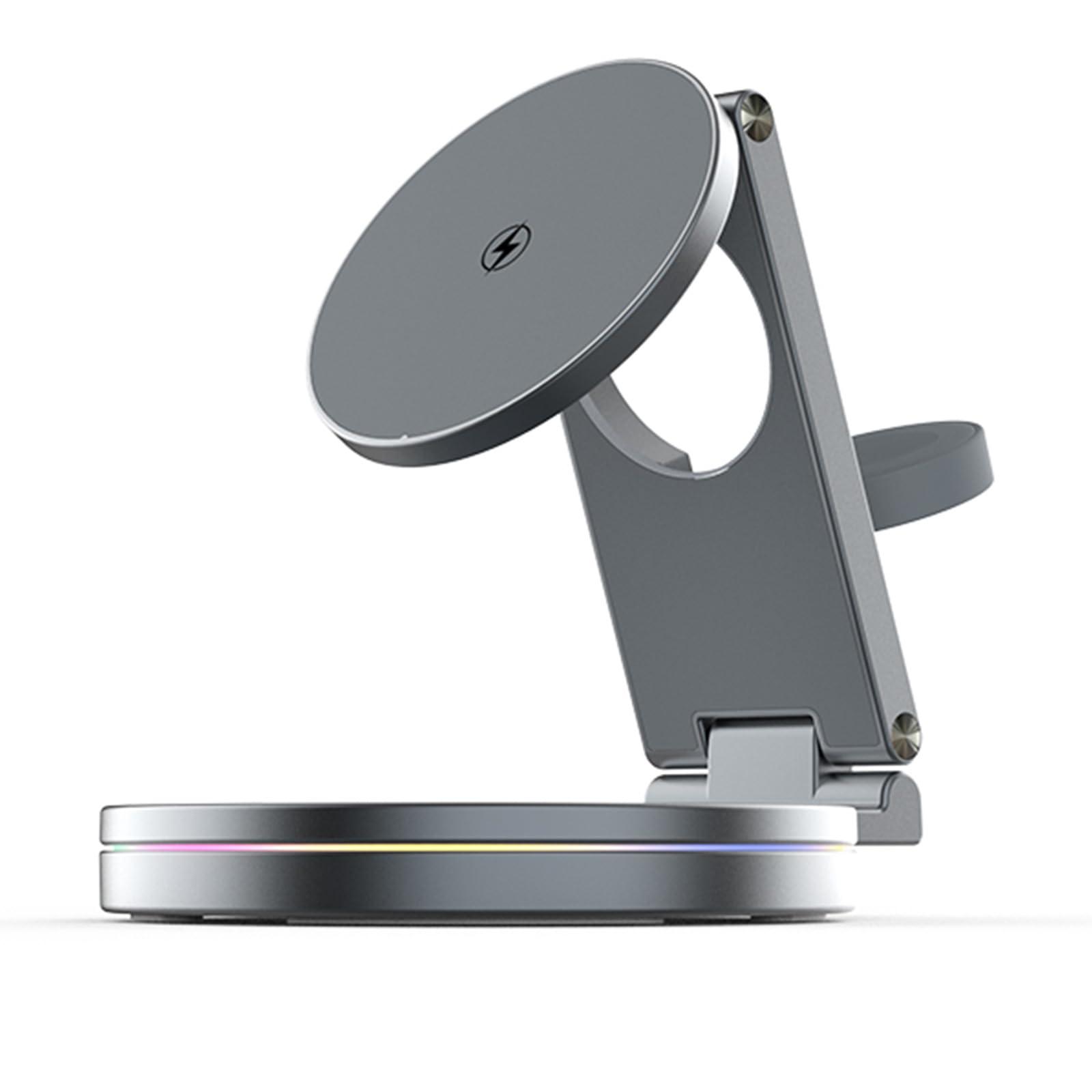 Support de charge pliable 3 en 1 rotatif à 360 degrés en métal pour téléphone, montre, écouteurs, plusieurs appareils