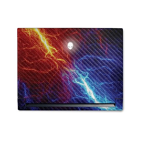 Image of MightySkins Carbon Fiber Skin Compatible with Alienware M18 R1 (2023) Full Wrap Kit - Color Lightning | Protective, Durable Textured Carbon Fiber Finish | Easy to Apply | Made in The USA