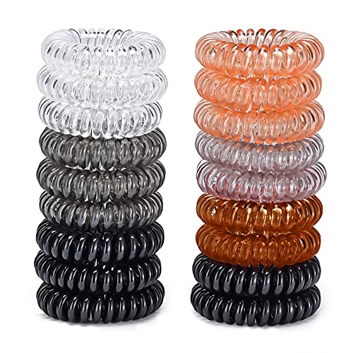 18 Pack Hair Ties,Spiral elastics, Multi Color Hair Scrunchies, No Crease Spiral Hair Elastics,Hair ties for women