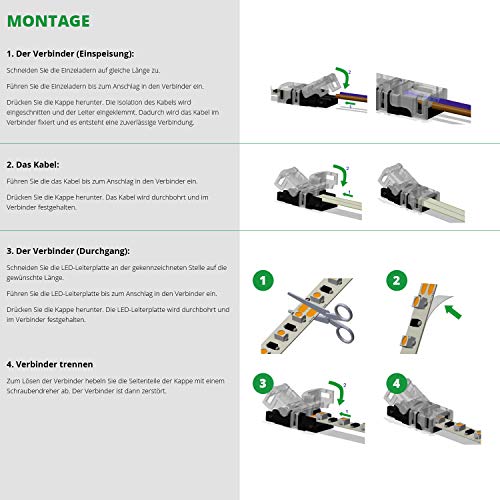 Cavo di collegamento a LED trasparente, set da 2