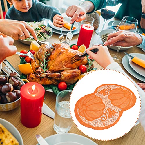 Ikasus AFSSS119390GGXORANGE Fall Placemat Thanksgiving Decorations 11.8 X 17.7 Inch Maple Leaves Pumpkin Fall Harvest Lace Placemat Decorations thumb #5