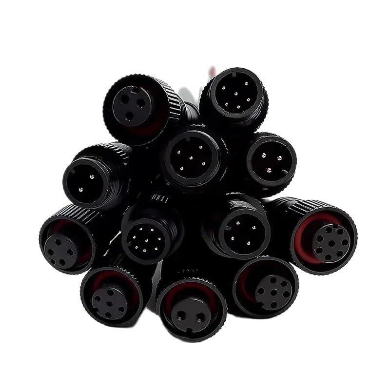5/20Pcs M12 Metal Black Water Proof IP68 2 3 4 5 6 8Pin Male and Female L*/ED Strip Outdoor IP68 Cable Connector 20cm Wire Plug(Male Female,20pcs,4P)