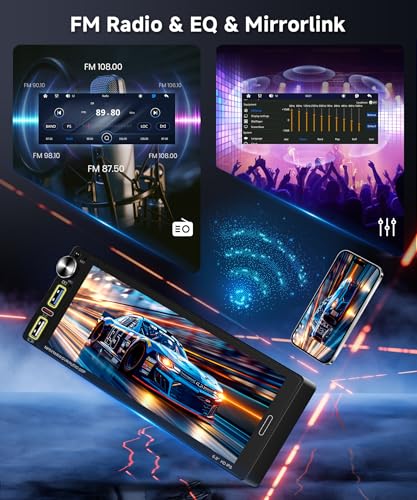 Single Din Apple Carplay Car Radio with Wireless Android Auto, Hodozzy 6.9 inch 1 Din Car Stereo Touchscreen Support Bluetooth 5.2 FM Radio Type-C USB Fast Charge Mirrorlink EQ SWC Backup Camera - Image 3