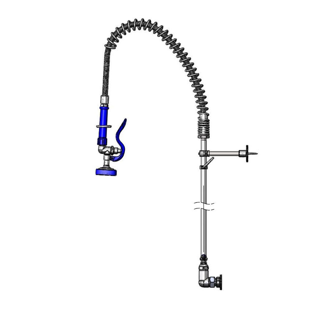 T&S Brass PG-0133-B Pet Grooming Unit, Spring Action, 8" Wall Mount, EB-0107 with 6" Wall Bracket