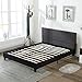 mecor Upholstered Linen Platform Bed Frame - Queen Bed Frames with Headboard and Wooden Slats Support - Fabric Low Profile Mattress Foundation - No Box Spring Needed - Dark Grey/Queen