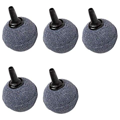 Snowtaros 5 Pieces Aquarium Air Stone Ball Diameter 50 mm Bubble Diffuser Airstones Set, Aquarium Air Hose Connector Splitter for Aquarium Hydroponics Cover
