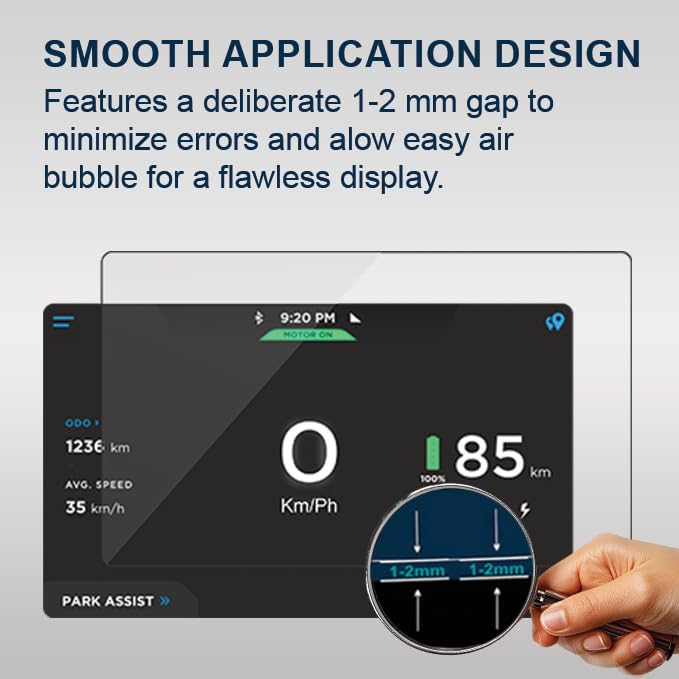 Image of OHAYO 9H Hard Screen Protector for Ather 450X, 450 Plus, Ather Apex, Gen 3 & Rizta 7-Inch TFT Display | Scratch Resistant, Military Strength, HD Clear, Bubble-Free | Not Tempered Glass Screen Guard with Easy Installation Kit