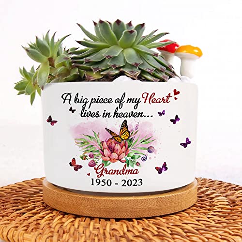 CEZII Personalized Memorial Ceramic Plant Pot. Sympathy Bereavement Gifts. in Memory of Grandma Gift. Condolences Gift. Memorial Gifts for Loss of Loved One. Mom Dad in Heaven Home Desk Decoration
