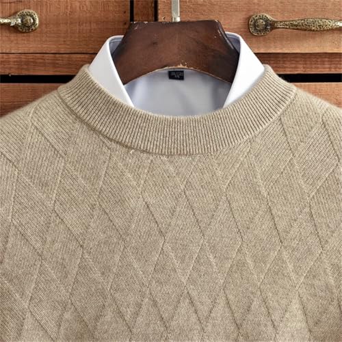Dcvmvmn Men's Half High Collar Cashmere Sweater Solid Jacquard Winter Sweater2