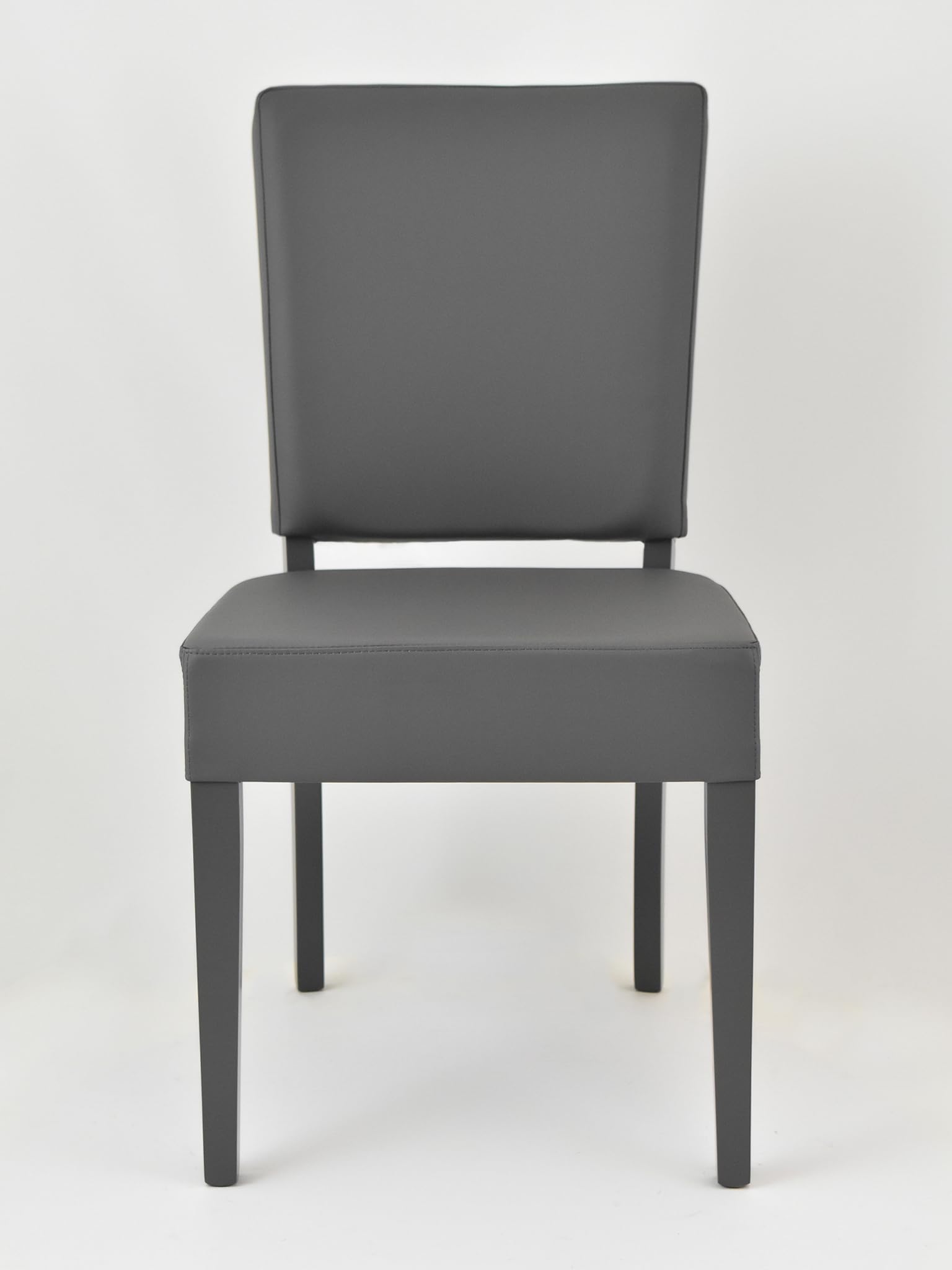 t m c s Tommychairs - Set 4 sillas Genny para Cocina, Comedor, Bar y Restaurante, solida Estructura en Madera de Haya y Asiento tapizado en Polipiel Gris Oscuro