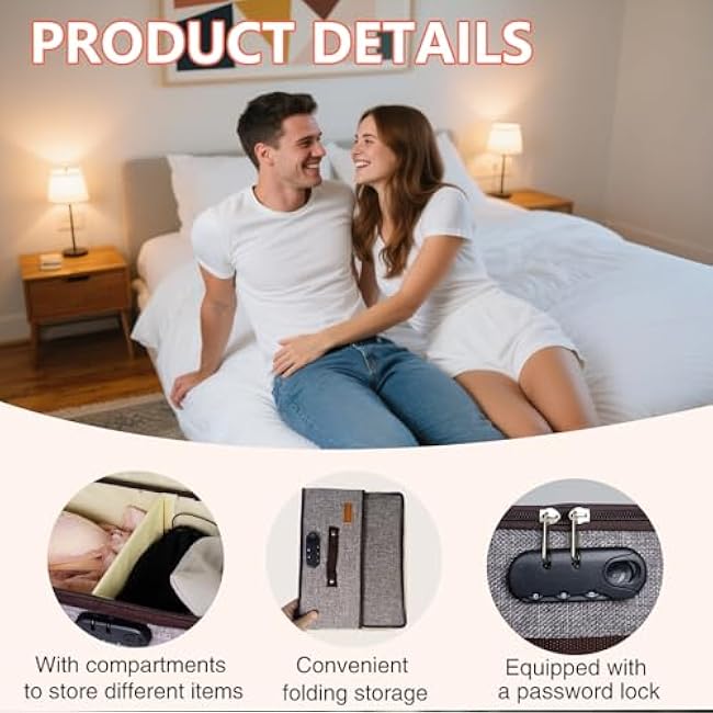 Lockable Adult Toy Storage Organizer Lock Box Toy bags container case with 4 Drawstring Bags, Large capacity 14 x 10 x 6.3 Inches Lockable Box Travel Home Container (Gray)