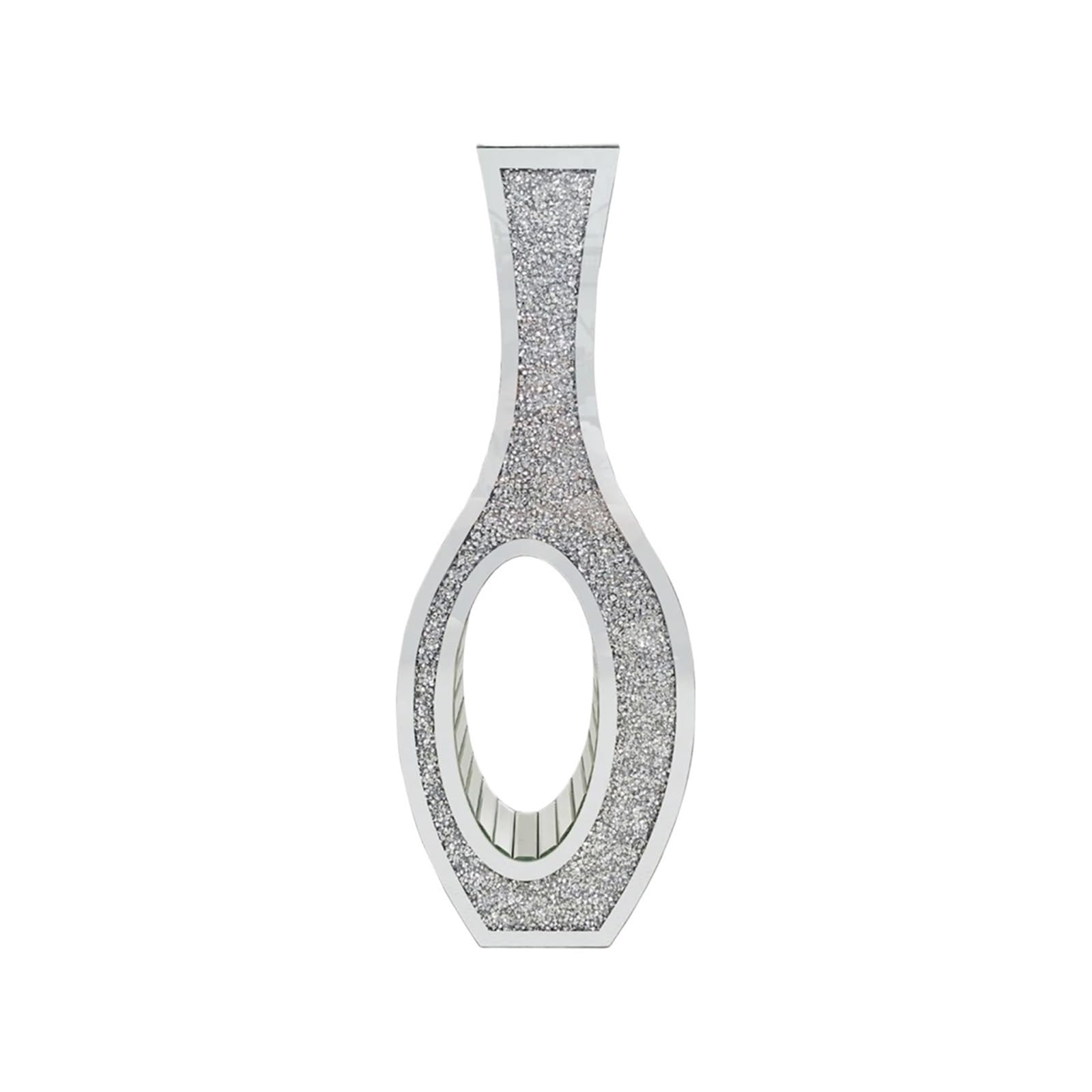 Vase Tall Silver Mirrored Vase Decorative Crush Diamond Floor Grass