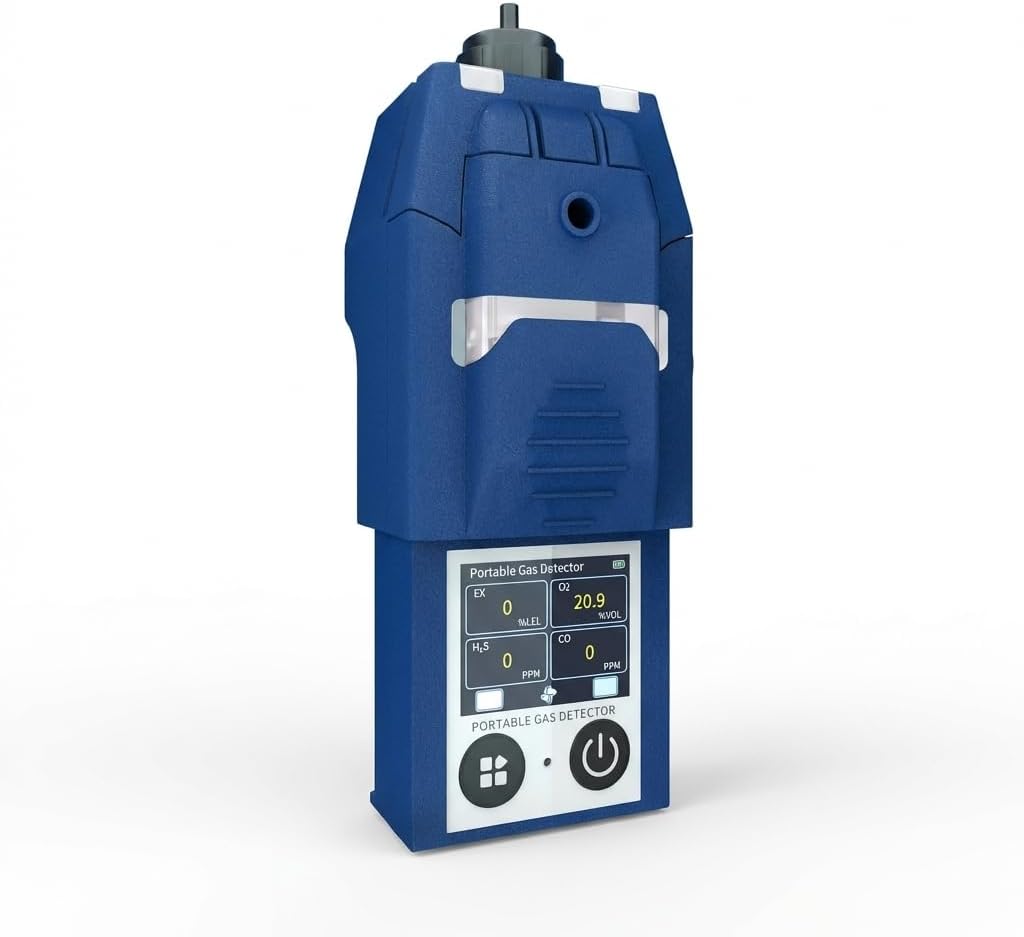 Portable Gas Detector,4 Gas Monitor for O2 H2S CO,LEL,Pump Suction&Diffusion,2" Color Screen,Triple Alarm, Smart Gas Leak Detector for Industrial Confined Space