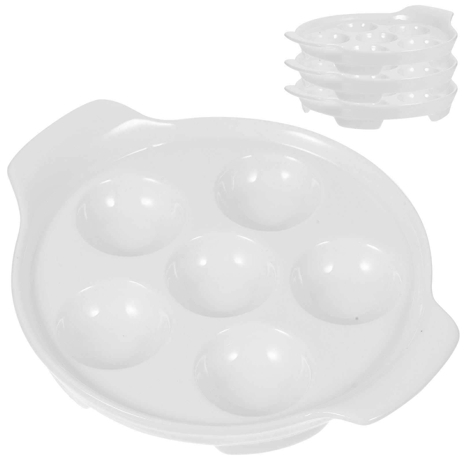 ibasenice Plaques de Cuisson en Céramique pour Escargots 4pcs avec Trous et Double Poignées, Design Pratique, Chauffage Uniforme pour Réunions Familiales et Restaurants