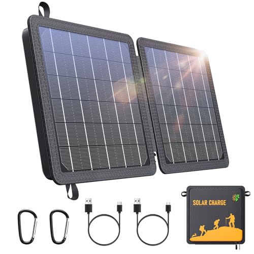 Image of Portable Solar Panel 10W,Waterproof IP65 Foldable Solar Charger Small & Lightweight With Dual USB Outputs(5V /2A Max),Compatible With iPhone,iPad,Samsung For Outdoor Hiking Camping Backpacking