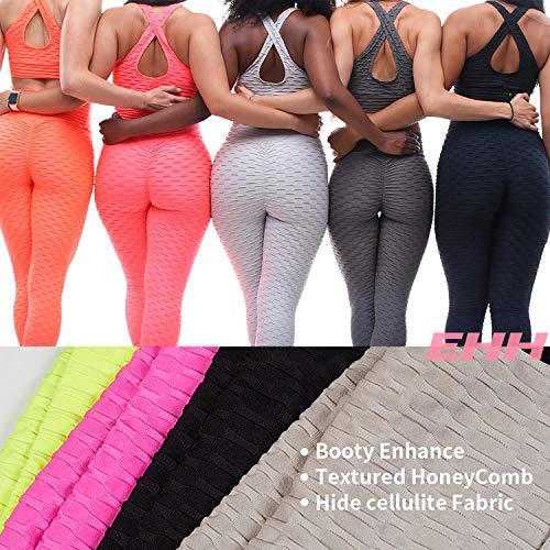 Calça legging feminina EHH de cintura alta franzida levanta bumbum texturizada texturizada compressã