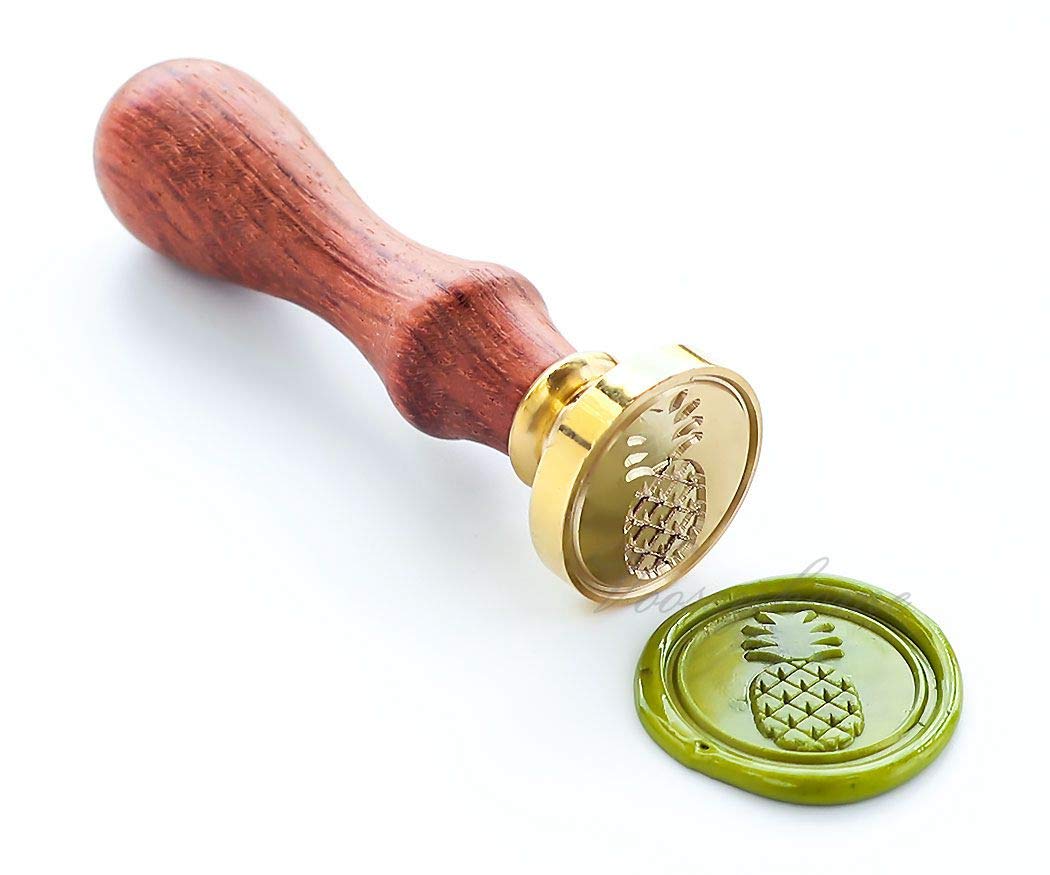VOOSEYHOMECute Pineapple Wax Seal Stamp with Rosewood Handle, Decorating on Invitations Envelopes Sealers Letters Posters Cards Books Packings for Holiday Themed Parties Weddings Signatures