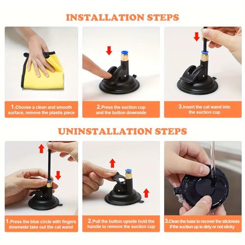 Brinquedo Interativo para Gatos com Ventosa, Base Durável e Lavável, Sino Incluído