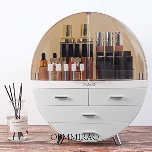 Image of Elegant Dustproof Makeup Storage Organizer Box, Waterproof Large Cosmetics Organizer Storage with Drawers Skincare Cosmetic Display Cases for Countertop Bathroom Dresser Dedroom