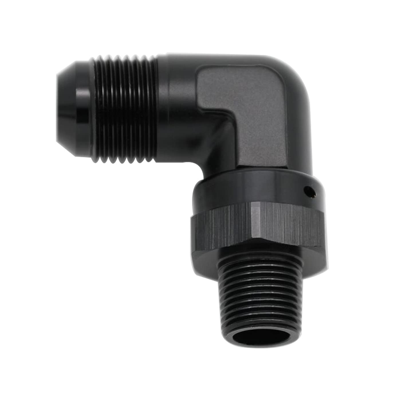 KRD PERFORMANCE 90 Degree -8 AN Male to 1/4" NPT Male Swivel Fitting Adapter Aluminum Black