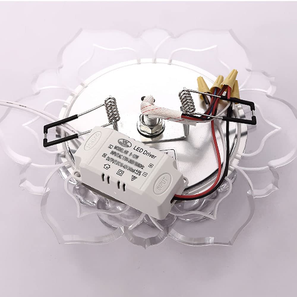 4 Pezzi di Cristallo da Incasso da Incasso Illuminazione A LED per Lampada D'ingresso, Luce A Disco A LED Senza Canless, Lampade A Forma di Fiori A Scomparsa