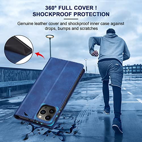 Image of Jasonyu Flip Wallet Case for iPhone 13 Pro Max,Blue