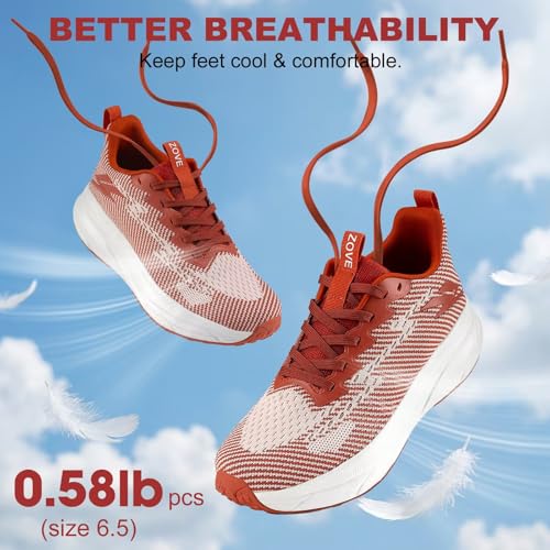 Image of ZOVE Womens Walking Shoes Cushioning Non-Slip Breathable Running Sneakers Tennis Comfortable Athletic Gym Workout Casual Shoes Lightweight Sports Cross Training Fashion Sneakers
