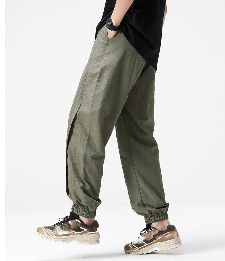 Men's Pants Ice Silk Summer Thin Casual Workwear Loose Wide-Leg Cuffed Trouser for Men4