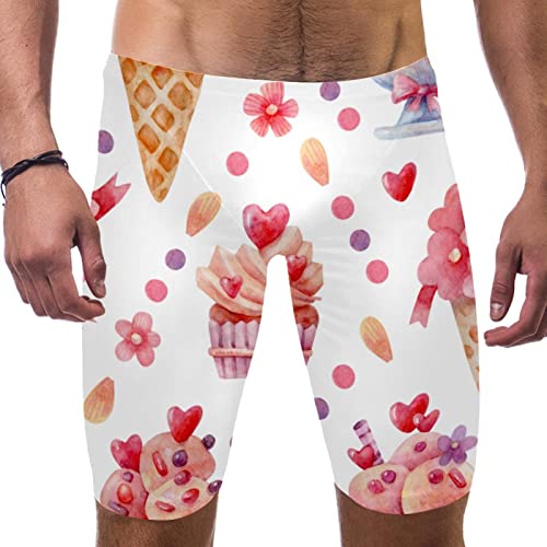 Maillot de bain long pour homme rose multicolore motif crème glacée XXXXL-L