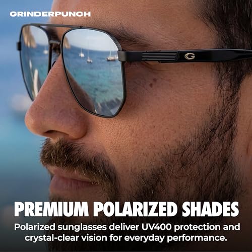 Image of grinderPUNCH Polarized Aviator Sunglasses Men Women Retro Vintage Square Pilot Sun Glasses UV400 Protection