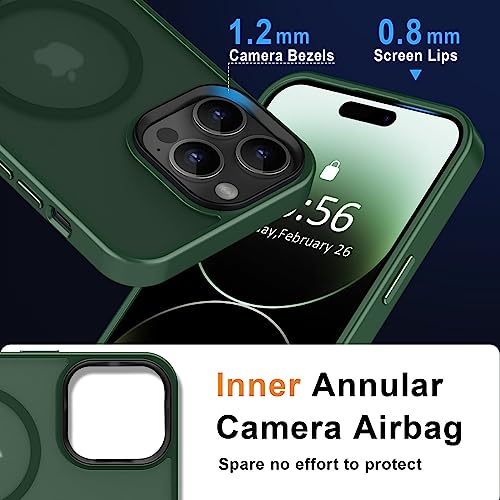Image of MOCCA Strong Magnetic for iPhone 14 Pro Max Case [Compatible with Magsafe] [10FT Military Grade Protective] Translucent Matte Slim Shockproof Case for iPhone 14 Pro Max 6.7 inch -Midnight Green