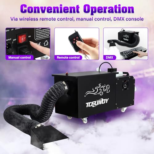 Máquina de humo bajo con tubo, 1500W, control inalámbrico y DMX 512 miniatura 5