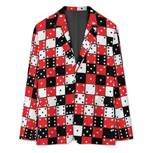 Red, White and Black Dice Men's Classic Fit Suit Two Button Blazer Business Coat Tuxedo for Wedding Dinner3