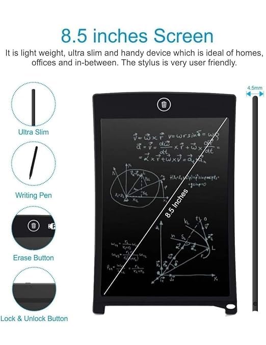 Re-Writable LCD Writing Pad with Screen 21.5cm (8.5-inch) for Drawing with Stylus Pen, for Drawing, Playing, Noting by Kids & Adults 1