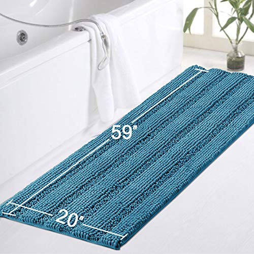 Image of Turquoize Non-Slip Bath Mat Oversize Bathroom Rug Shag Shower Mat Ultra