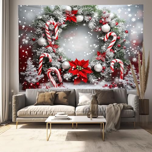 Tapisserie murale Noël rouge et verte MULERN couverture décorative 150x130cm