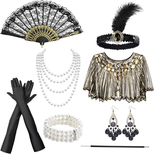 SSKHE accesorio para el año 20 para mujer, accesorio Gatsby para disfraz de mujer, Charleston para mujer, 1920, para disfraz, Navidad, carnaval (8)