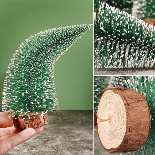 9 Stück Weihnachtsbaum Künstlich,3 Größen Weihnachtsbaum Klein mit Holz Basis,Christmasbaum Mini Grün Tannenbaum,Weihnachtsbaum mit Schnee, künstliche Mini-Weihnachts, Weihnachts deko