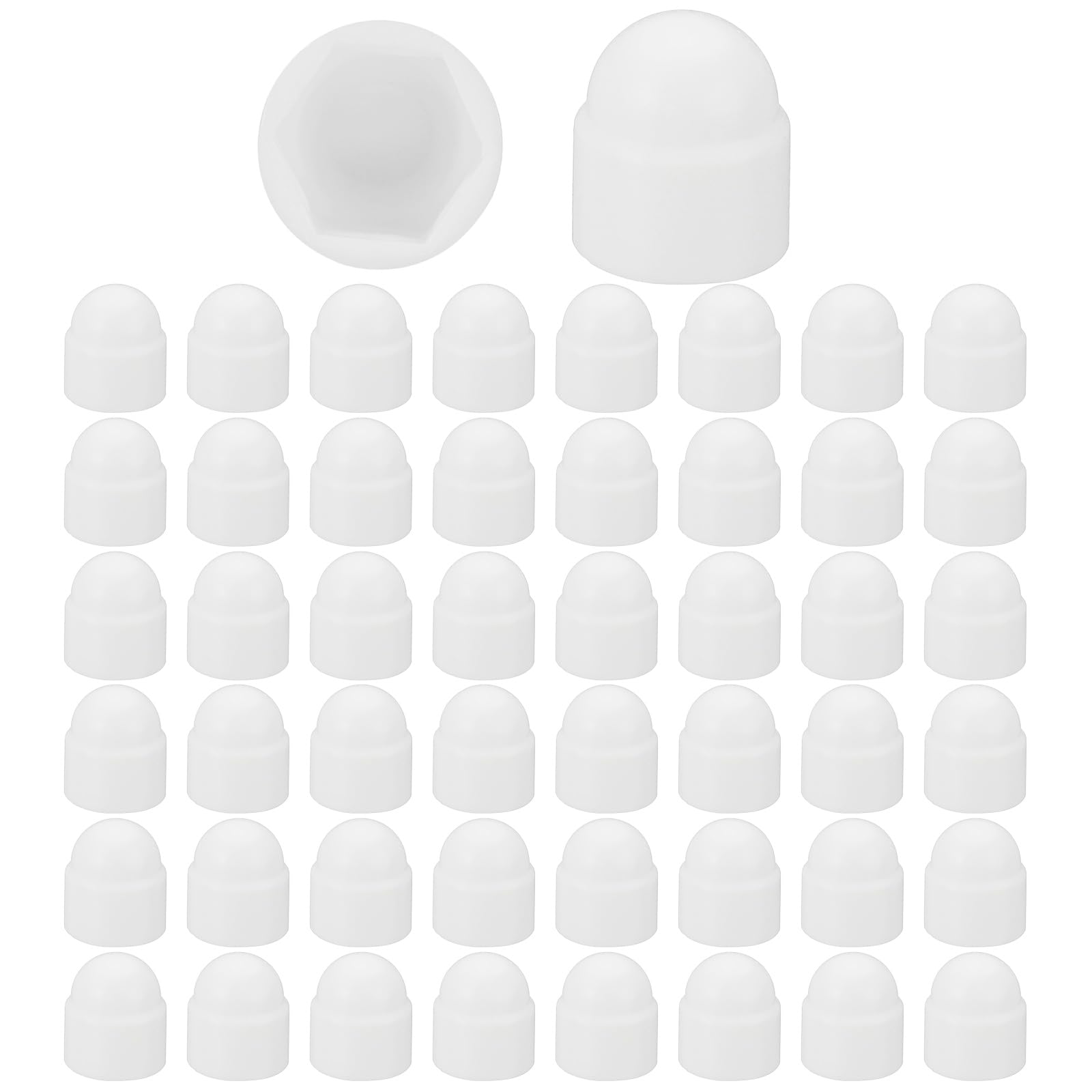 PATIKIL 100 Pcs Hex Nut Cover, M6x10x14mm Nylon Screws Bolt Covers Caps Dome Acorn Hex Head Bolt Protection Cap for Screws Nut, White