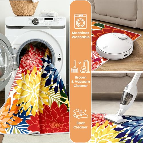 ZonLi Colorful Outdoor Rug 8x10Ft Waterproof Multicolored Indoor Area Rug Washable Outdoor Patio Rugs Tropical Floral Non Slip Outdoor Carpet for Living Room, Pool,Backyard,Deck,Camping by ZonLi - Image 4