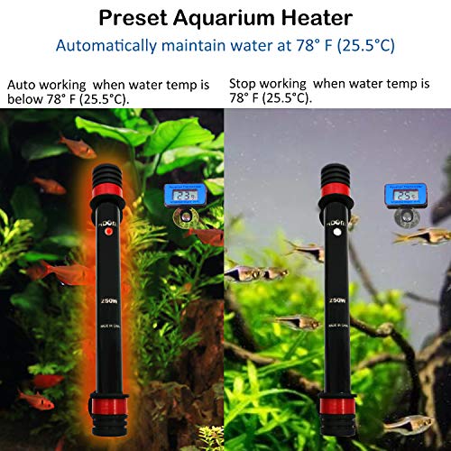 ChungGorGor 250W Aquarium Heater Submersible，Betta Fish Tank Heater with Electronic Auto Thermostat Present Heater for 30-65 Gallons - Thumbnail 2