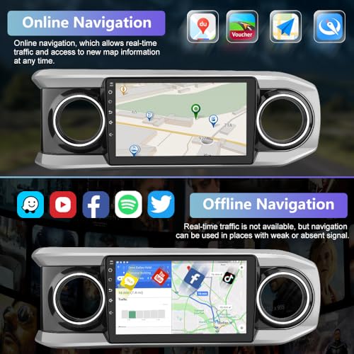 Image of AWESAFE Car Radio Stereo for Toyota Tacoma 2016 2017 2018 2019 2020 2021, Android 13 Touch Screen Head Unit Wired Android Auto Bluetooth GPS Navigation
