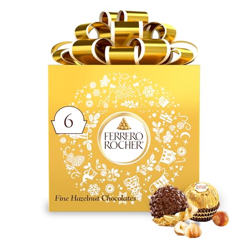 Ferrero Rocher, 6 Count, Premium Gourmet Milk Chocolate Hazelnut, Luxury Chocolate Holiday Gift, Individually Wrapped, 2.6 Oz