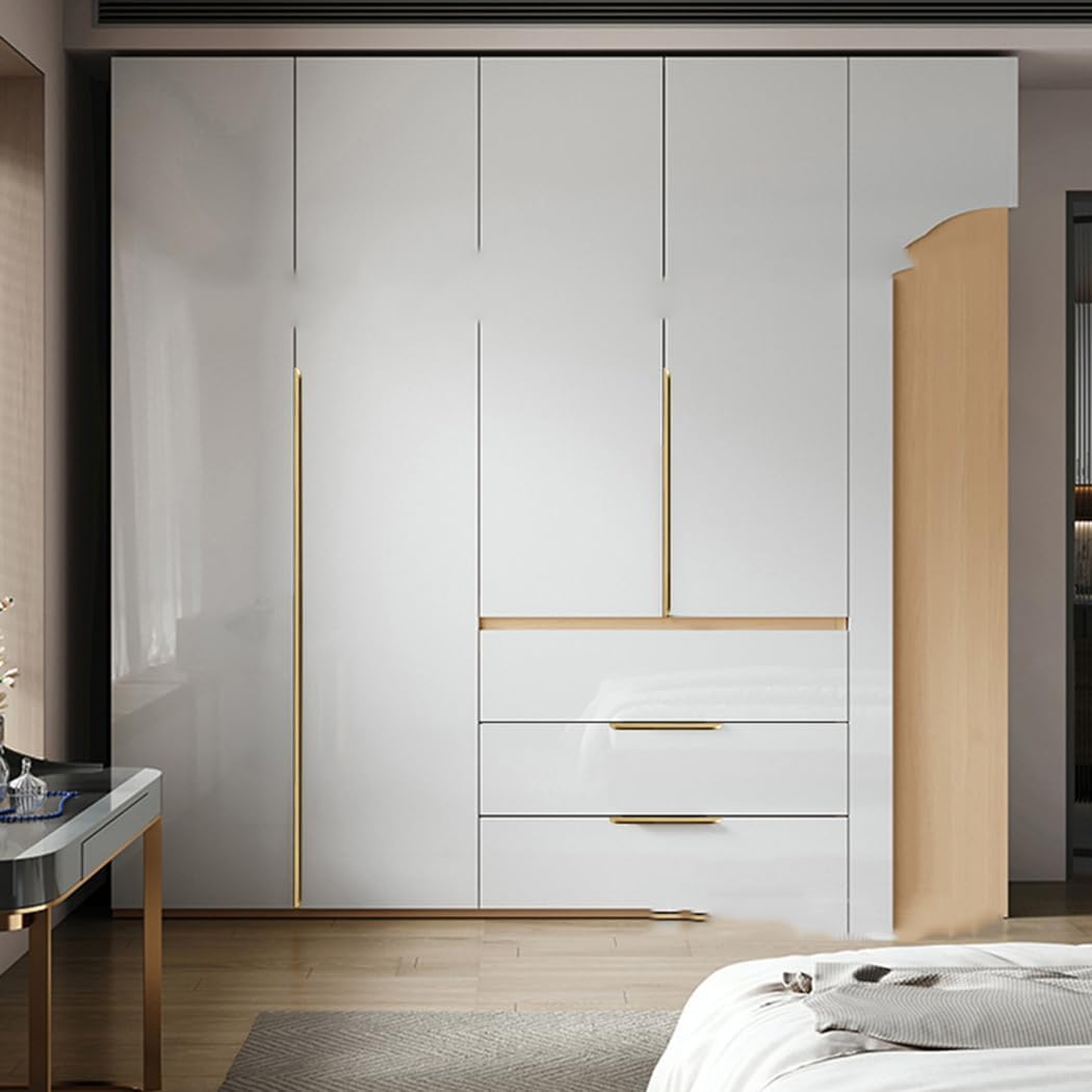 tirador de puerta, Tiradores de cajón aleación aluminio con borde dedo, pomos for muebles dorados, 2 piezas(Overall length 600mm)