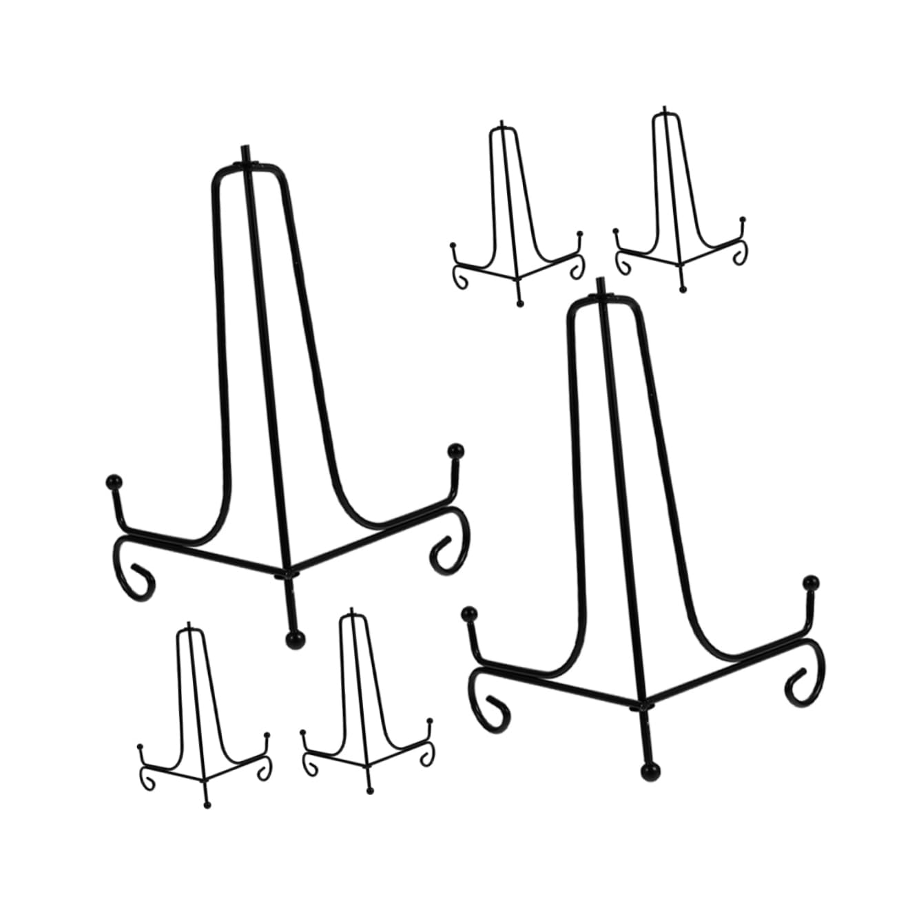 Amosfun 6Pcs Iron Plate Display Rack Sturdy Tea Cake Holder for Plates Photos Modern Design Iron Art Storage Stand Height for Organizing Dishware