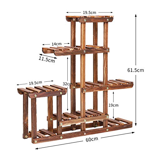 unho Klein Plantenrek voor balkon, plantenrek van massief hout, houder voor vetplanten met 5 niveaus, geschikt voor slaapkamer, balkon, terras, veranda, 60 x 61,5 x 11,5 cm, maximale belasting 15 kg - Afbeelding 6