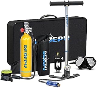DEDEPU 1L Mini Scuba Tank with Pump,Scuba Gear,Dot Attestation Scuba Diving Tank,20 Min Underwater Breathing Systems,Resistant to Corrosion Scuba Diving Kit, MAX 200 Bar Internal Pressure Diving Tank