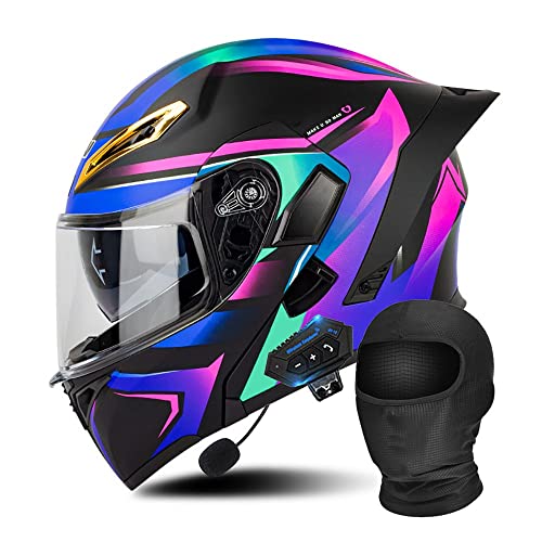Motorcycle Modular Bluetooth Helmet DOT/ECE Approved Flip Up Front Helmets Dual Anti-Fog Visors Full Face Helmet Built-in Mp3 Integrated for Adults Men Women S~XXL 55~64cm